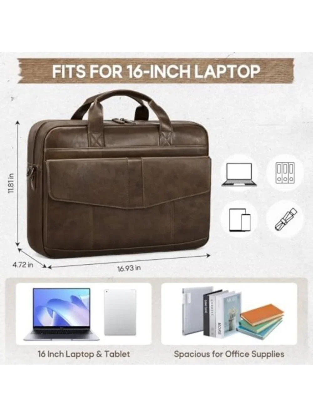 Stylish PU Leather Messenger Bag for Men - 16
